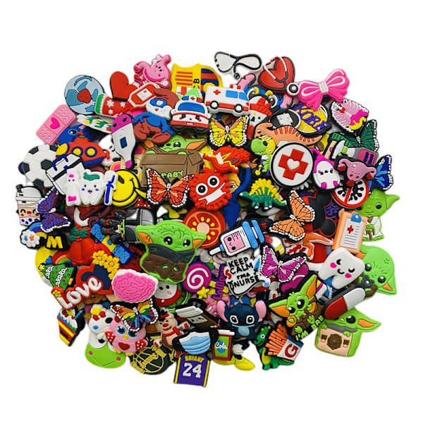 100 stk. 3D slippers ornamenter (tilfældigt udseende), sko charm, Cu[GKS]