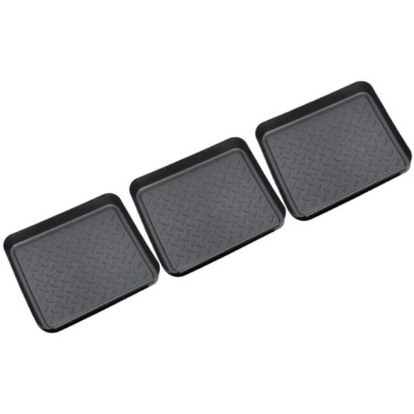 Sett med 3 skostativ, plastskuff for drypp, liten skomatte, dryppmatte, hylle, skuff, dryppskuff, 35x27x3 cm