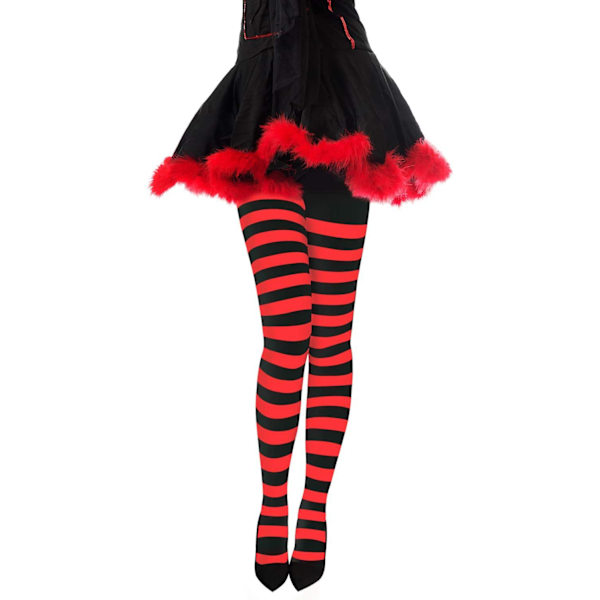 Kvinnors flerfärgade randiga strumpbyxor Strumpor Jul Halloween Cosplay Strumpbyxor Red-black