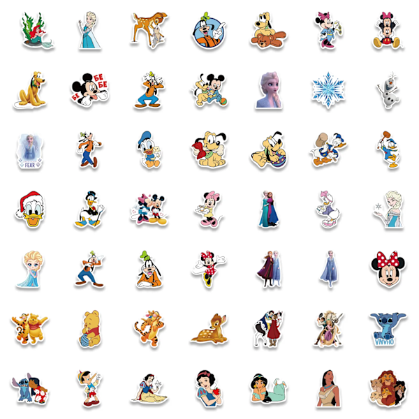 100 stk. Disney Mix Tegneserie Micky Prinsesse Klistremerker Graffiti Dekaler Laptop Bagasje Skateboard Vanntett Klistremerke
