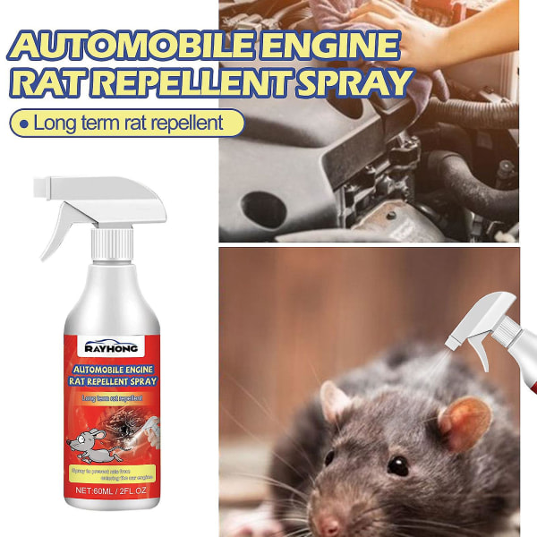Bilmotor Råtta Mus Repellent Spray Naturligt fordonsskydd 60ml Multicolor