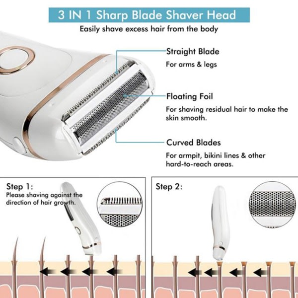 Professionell hårtrimmer Elektrisk rakkniv, elektrisk rakapparat för kvinnor med digital display