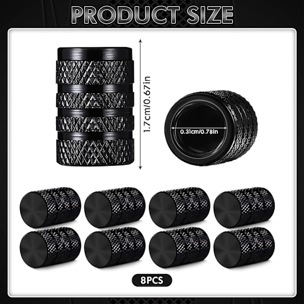 st sorte metalventilhatte - Vandtætte og støvtætte til biler, motorcykler og cykler [GKS] 8 PCS-Black