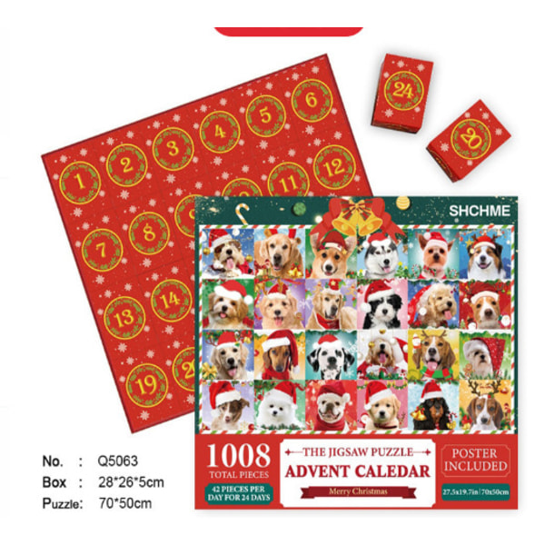 Julepuslespill Adventskalender Barn voksen puslespill, 24 dagers nedtelling Blind box J model