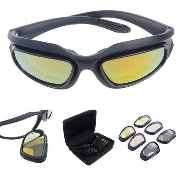 Binoster Polarized Driving Riding Lins Solglasögon med 4 lins för motorcykel Cykel Utomhusaktivitet Sport Jakt Militär