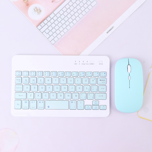 Trådløst Tastatur Nettbrett Datamaskin Bluetooth Tastatur og Mus Sett Green