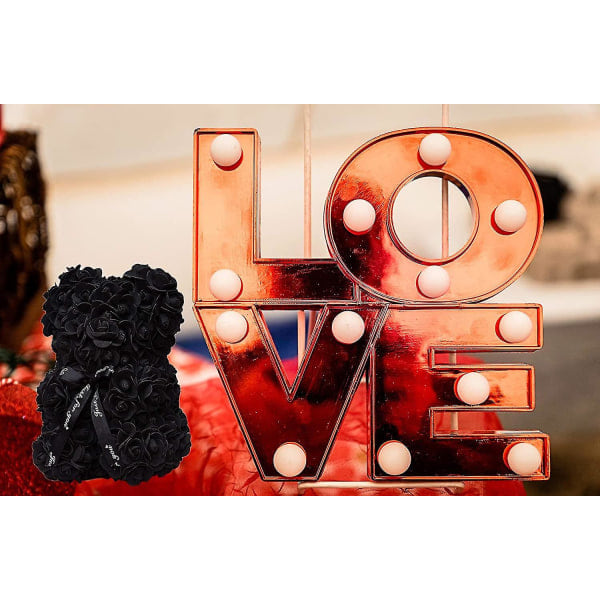 Rosebjørn Rose Teddy Bear Blomstgave Svart Eske eller Valentinsdag Jubileum Morsdag Jul Jubileum Black