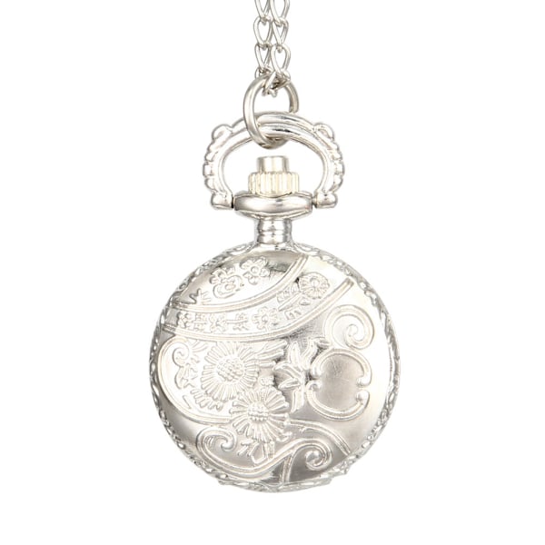 Retro taskukello taskukellokaulakoru ketjukellot roomalaisilla numeroilla ja numeroilla syntymäpäivälahjat【GKS】 Silver