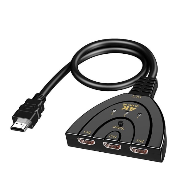 HDMI Converter 3 till 1 HDMI Splitter 4K med kabel för HDTV/Blu-ray/DVD