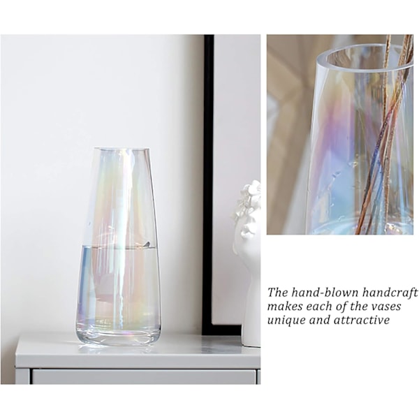 Ins Modern Glass Vase Iridescent Crystal Clear Glass Vase for Home