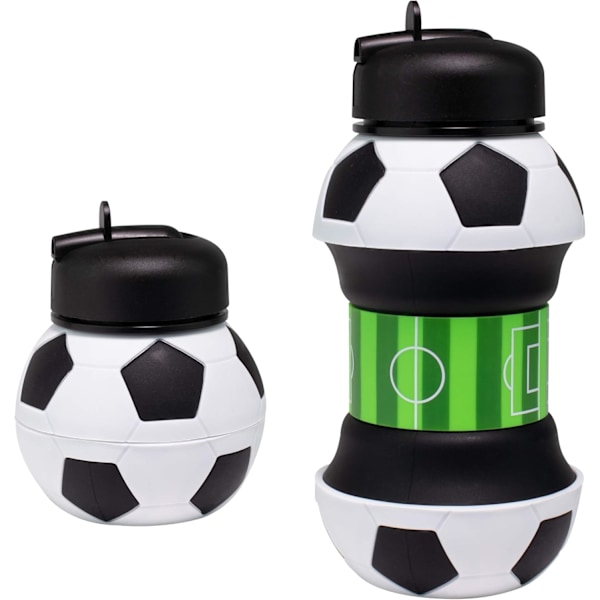 Klipsbar sammenleggbar BPA-fri silikon fotball vannflaske for barn, 530 ml 1