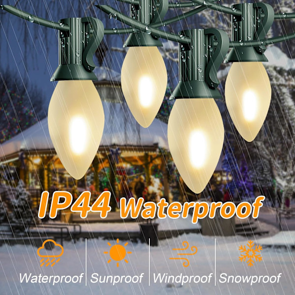 Pallerina C7 LED Julelys 7,6 m Flerfarvet Julelyskæde Frosted White