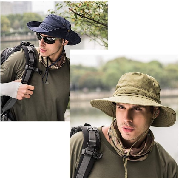 Superbreda Solhattar för Män Utomhus Fiske Bucket Boonie Hat Vattentät Andningsbar Meshkeps för Vandring Resor Camping Trädgårdsarbete & Båtliv Khaki Green One Size