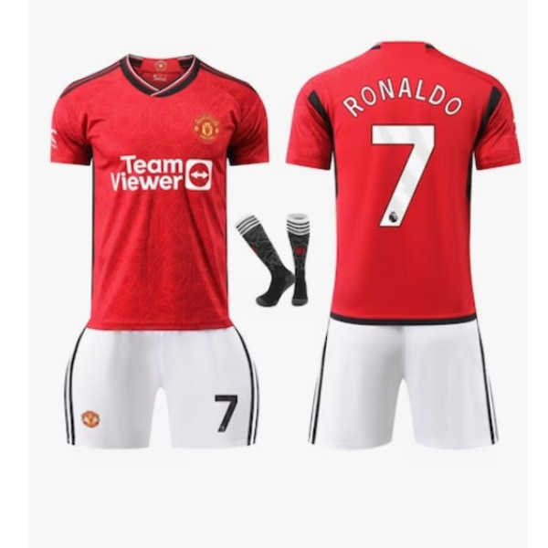 23-24 Manchester United Home Kids Football Kit No. 7 Ronaldo