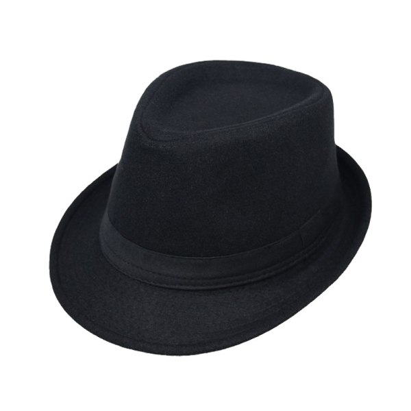 Stråhatt Panama Fedora Gangsterhatt Solhatt med tygband Street Style (svart)