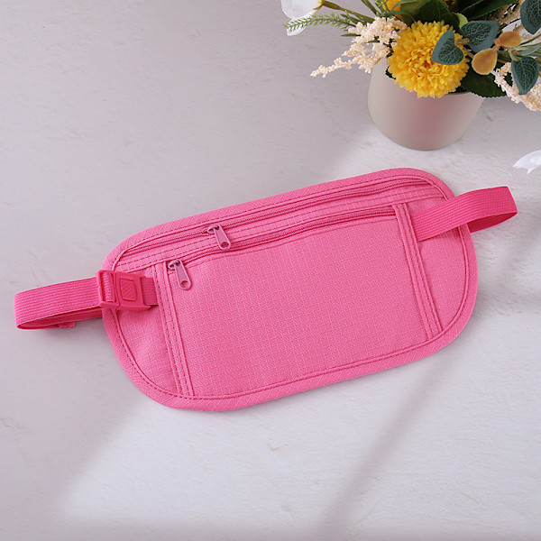 Unisex lompakko, erittäin ohut matka-urheilu vyölaukku, näkymätön vyölaukku, passikotelon, matkapuhelimen ja käteisen säilytys (ruusunpunainen) Rose red