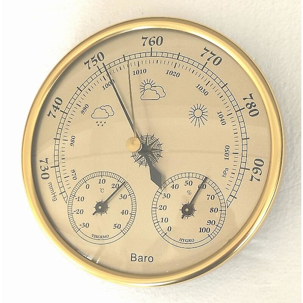 Barometer, väderstation med barometer och hygrometertermometer, 3 i 1 väggmonterad analog väderstation för inomhusbruk