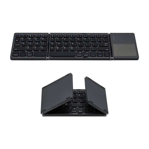 Bærbar foldbar trådløs Tri-tastatur med touchpad - Grå