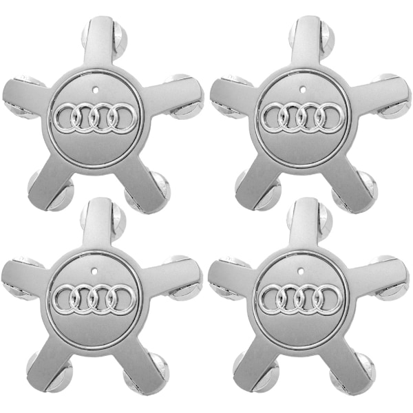 4-pak - Audi Center Caps / Hjulkapsel Emblemer - B 240 Silver 70mm / 135mm