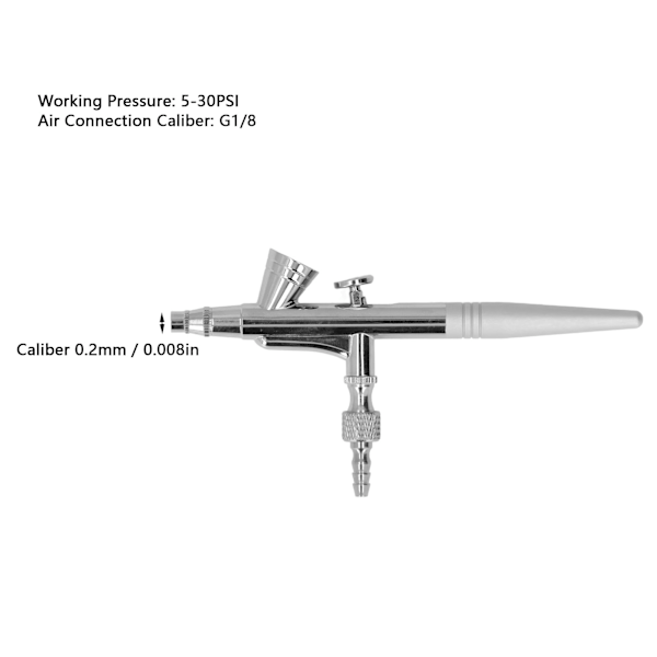 Airbrush Kit G1/8 Malingsprøjtepistol Pen med Drypper og Nøgle til Hjemmeindretning Model Udskrivning Kaliber 0,2mm / 0,008inch