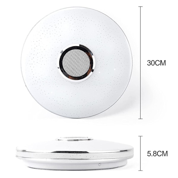LED taklampe med Bluetooth-høyttaler, dimbar RGB fargeskiftende lampe for kjøkken, barnerom, soverom, stue - Jxlgv00
