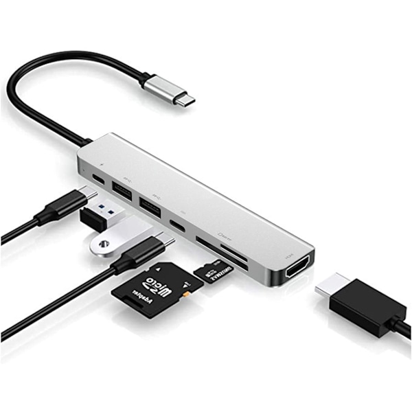 USB C Hub Adapter Dongle for MacBook Air, MacBook Pro med 4K