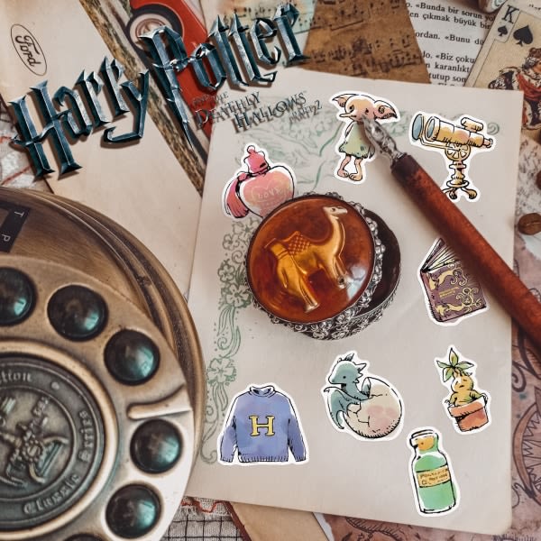 Conquest Journals Harry Potter Akvarell Vinyldekaler, Set med 50, Vattentät och UV-beständig, Perfekt för alla dina prylar, Potterfy All The Things