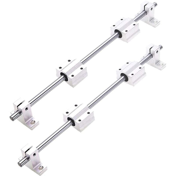 2 x 500 mm lineaarinen akseli Ø 8 mm vaakasuora lineaarinen ohjaus kuulalaakeri + 4 x SK8 -tuet + 4 x SCS8UU laakeripesät