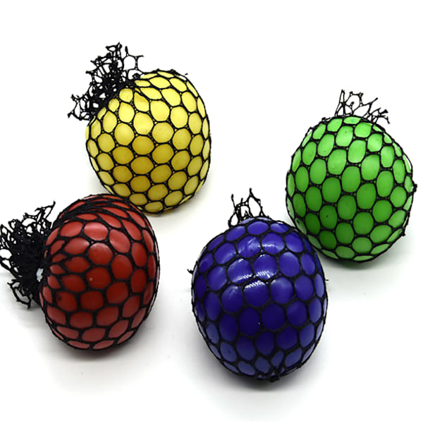 4-pak Mesh Squishy Bolde Stressbolde til Afspænding Trykaflastning Legetøj til Voksne og Børn