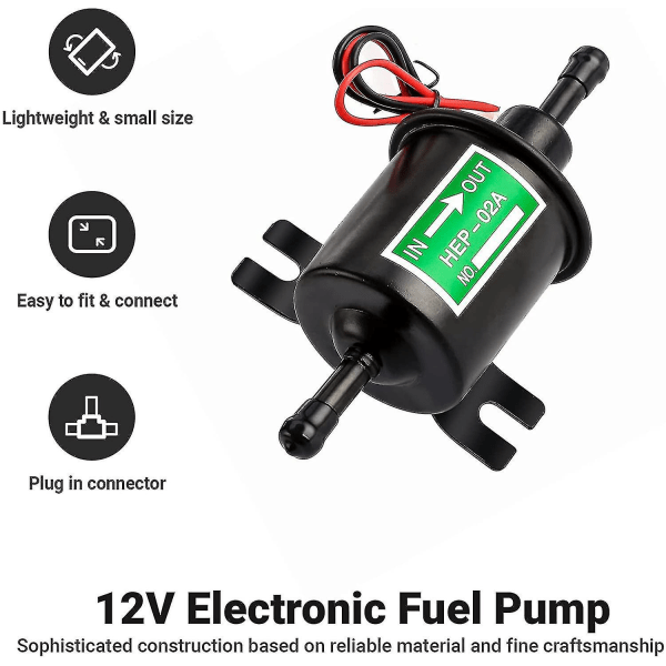 Universal 12v elektrisk bensinpump - 4-7psi Ström 1,0-2,0