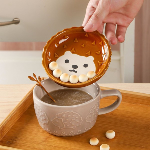 Keramiikka söpö kissa mukit kannen kanssa, Kawaii kissa kahvimuki kannen kanssa, Japanilainen uutuus