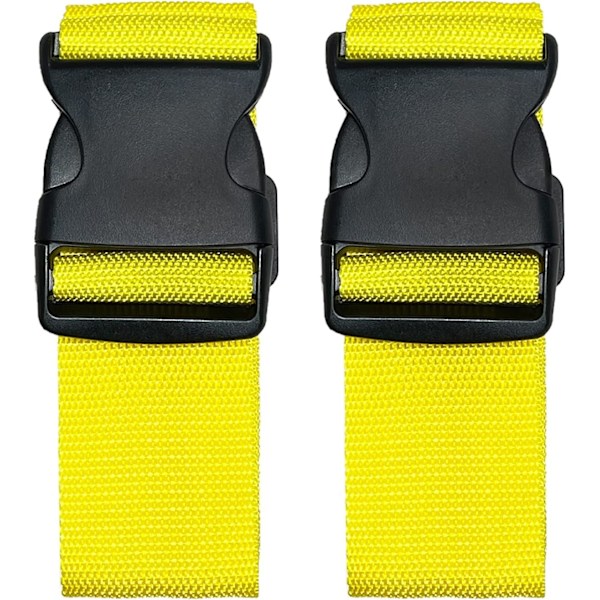 2-pack adjustable straps with quick release for suitcases, bright colors, yellow