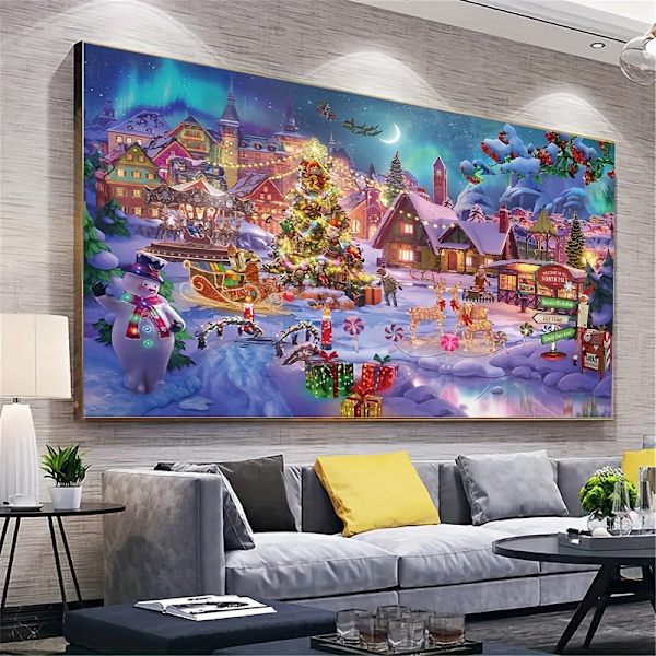 Stor juldiamantmålning, DIY vinterdiamantkonst för vuxna, 5D snöig nattdiamantmålning, diamantkonst kristall strass 40x70cm/15.7x27.6Inches