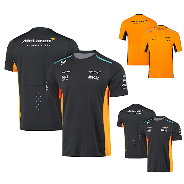 McLaren F1 2023 Officielt Team T-Shirt Tee Orange Mænd Kortærmet Sort Sort Black 3XL