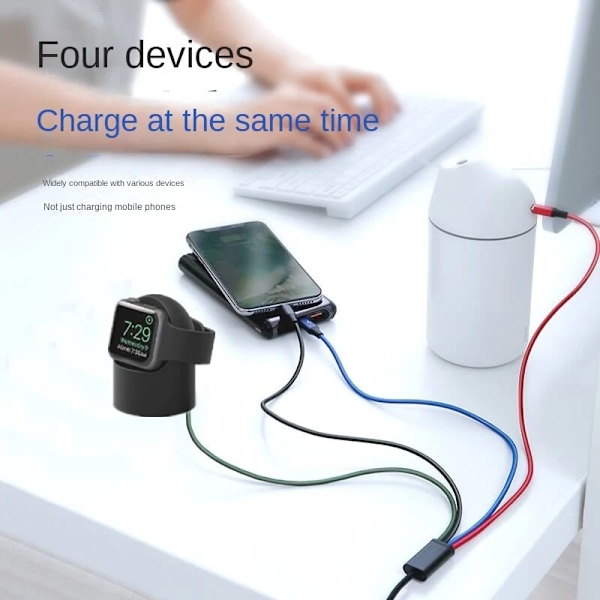 2 in 1 Kello- ja puhelin USB-latauskaapeli Type C -kaapeli magneettinen latausjohto