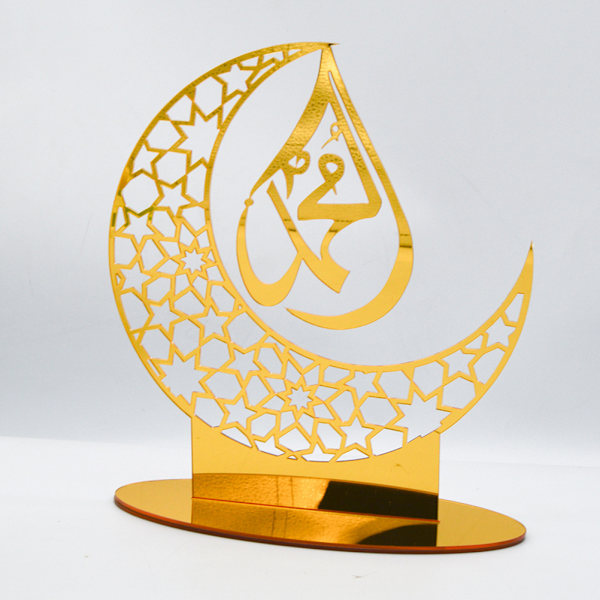 Eid Mubarak Akryl Ornament Ramadan Gull Måne Dekorasjon for
