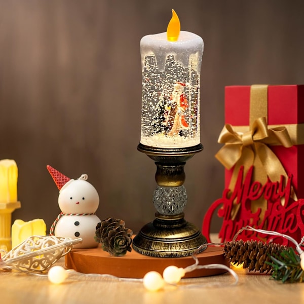 Flamlös Ljus Snöglob USB Batteridriven Glöd Roterande Vatten Flimrande Ljus Jul för Hem Inomhus och Utomhus Dekoration A