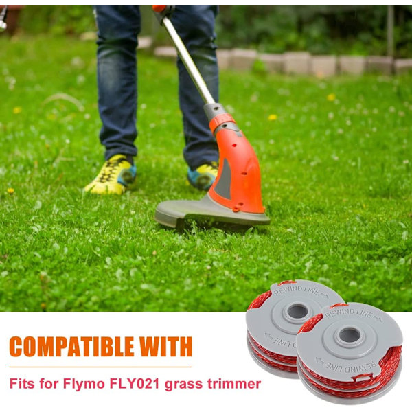 4-pack trimmertrådsspole för Flymo FLY021, ersättningsspole för Flymo trimmare, 11 m/1,5 mm