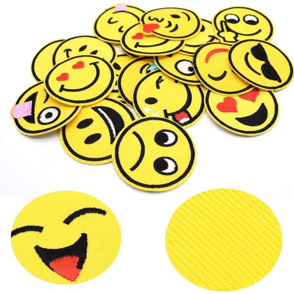 Broderilappar 26 st. Emoji-uttryck Sy-på-påstrykningslappar Barn påstrykningslappar för kläder T-shirt Jeans Jacka Väska gör det själv