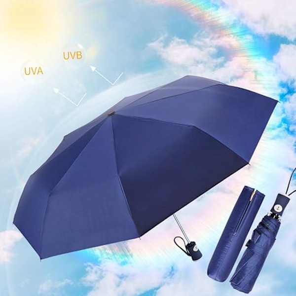 UV Solparaply Kompakt Hopfällbart Reseparaply Automatisk Öppning Stängning Kompakta Hopfällbara Regnparaplyer för Kvinnor Män Blockerar UV 99,98%