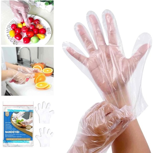 pulverfritt 100st Disponibel plasthandskar Handskar BBQ Fresh Fruit Beauty Använd
