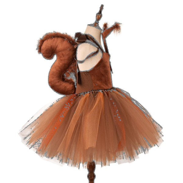 Ny stil Squirrel Children's Dress Djur Dress Children's Day Performance Dress Rollspel 3-4T