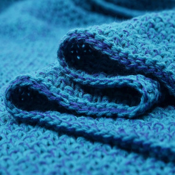 HHL Mermaid Tail Blanket Virkad Sjöjungfrufilt för barn, mjuka sovfiltar för alla årstider, klassiskt mönster (56"x28", sjöblå)