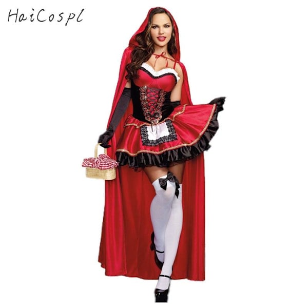 Rödluvan Kostym Deluxe Broderi Sexig Klänning Maskeraddräkt Cosplay Halloween Hönsfest Maskeraddräkt XL