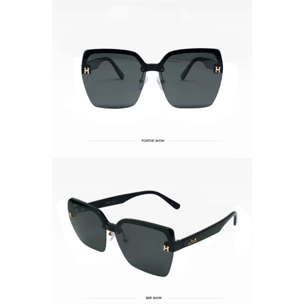 Fashion Solglasögon Oversized UV400 Flat Top Square Glasögon för män & kvinnor-svart