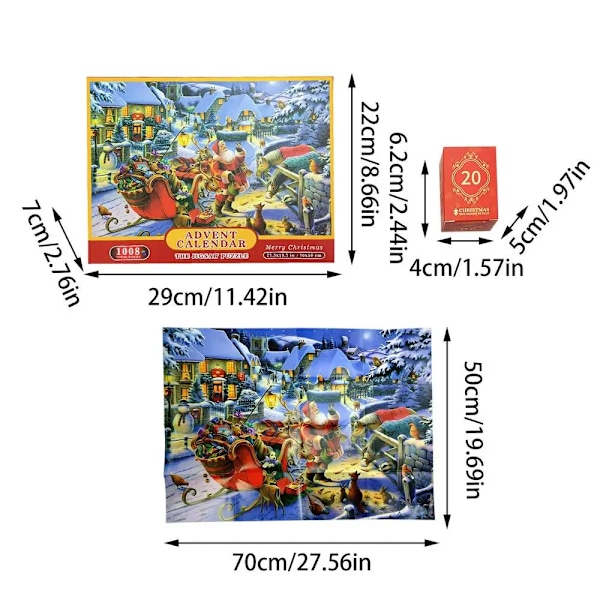 24 Numeroitua Laatikkoa Joulu Adventskalenteri Puzzle 1000 kpl Joulu CountDown Puzzle Laatikko Joulu Puzzle Leikki