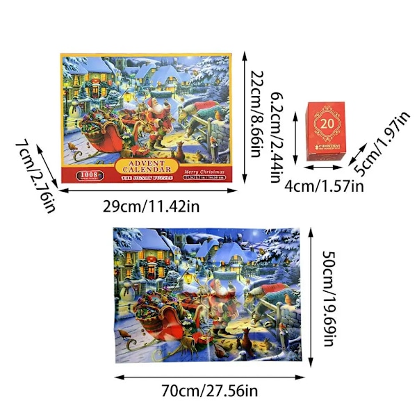 24 Numrerade Lådor Jul Adventskalender Pussel 1000 Bitars Jul Nedräkning Pussel Låda Jul Pussel Leksak