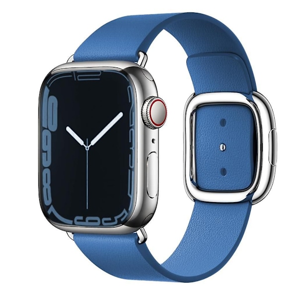 Modern Spänne för Apple Watch Armband 45mm 41mm 44mm/40mm 38 42mm 49mm Correa Läderrem Iwatch Serie 3 6 Se 7 8 Ultra 44mm 42mm 45mm 49mm 44mm 42mm 45mm 49mm Cape Cod Blue