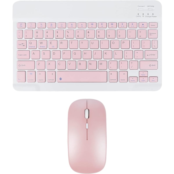 Trådløst tastatur og mus - Genopladeligt slankt Bluetooth-tastatur og mus-sæt, lydløs Bluetooth-mus, trådløst tastatur kompatibelt PINK