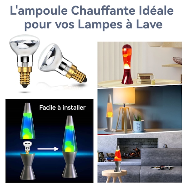 Lava Lampe 25W E14 R39 Varmt Hvit Reflektorlampe SES Liten Edison Skruelampe (4-pak)